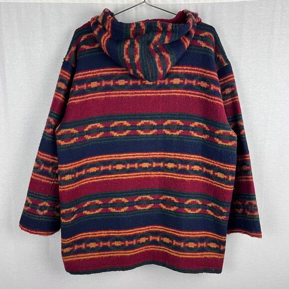 Vintage Southwestern Jacket Oversized Hooded Wool Aztec Western Boho Country - Picture 4 of 7